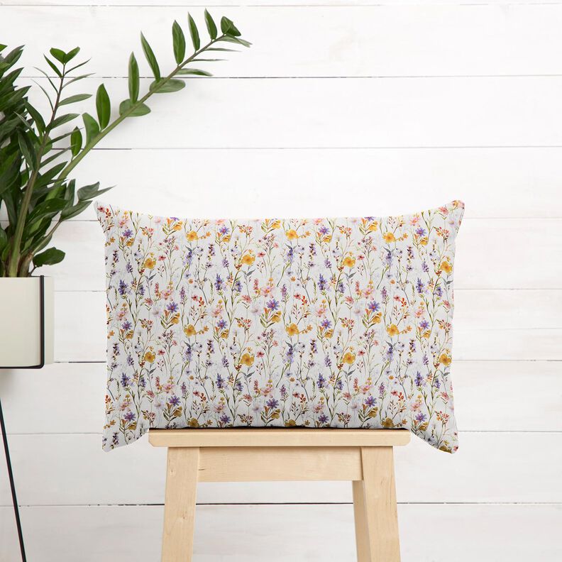 Tissu de décoration Sergé coton Fleurs sauvages – ivoire/lilas, image number 7
