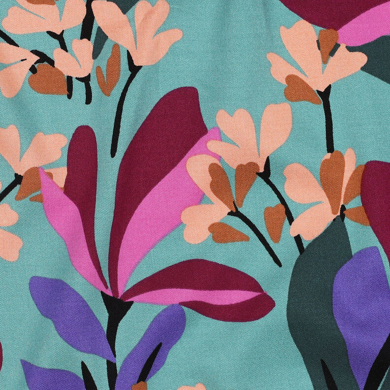 Tissu en viscose stretch Spring Garden | Nerida Hansen – bleu aqua/rouge bordeaux,  image number 2