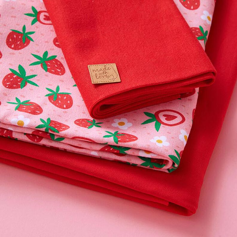 Lot de tissus jersey Fraises sucrées | PETIT CITRON – rose,  image number 2