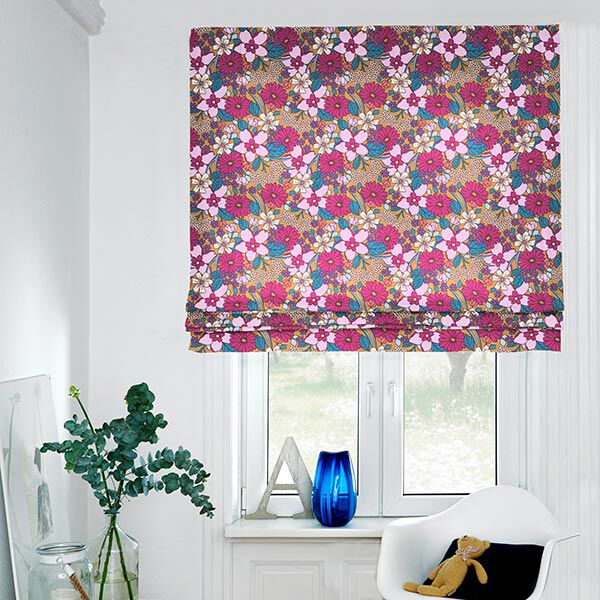 Tissu en coton Cretonne Fleurs en pop-art – cannelle/rose vif,  image number 6