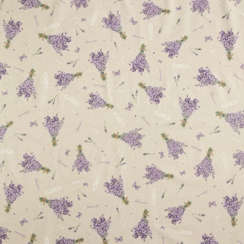 Coton enduit Bouquet de lavande – nature/lavande, image number 1