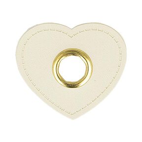 Œillet sur patch Similicuir cœur [ 4 Pièces ] – écru, 