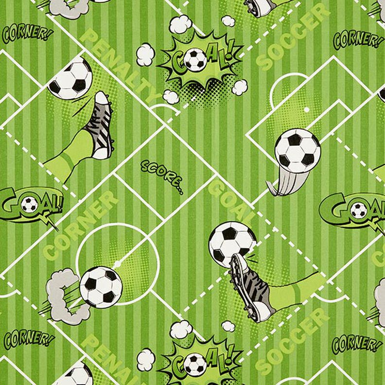 Tissu de décoration Semi-panama Match de football – vert,  image number 1