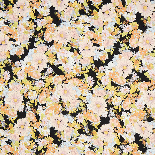 Tissu en viscose fleurs expressives – noir,  image number 1