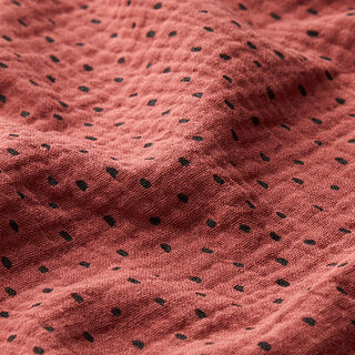 GOTS Tissu double gaze de coton Pois – carmin, 