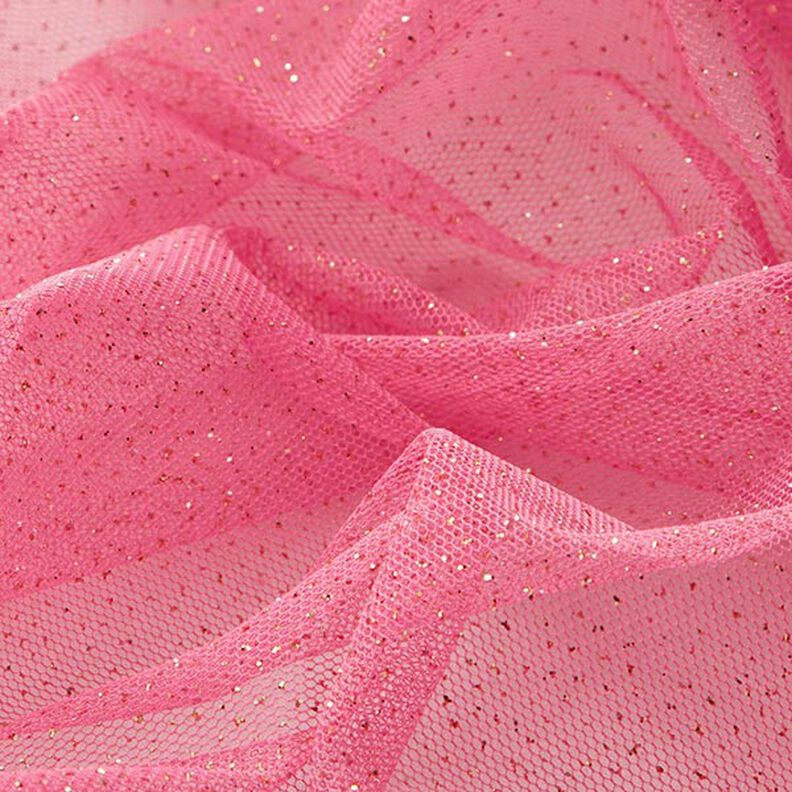 Tissu tulle scintillant – rose vif/or,  image number 3