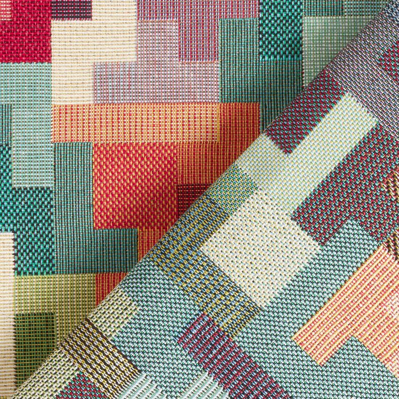 Tissu de décoration Gobelin Tetris – carmin/vert,  image number 4