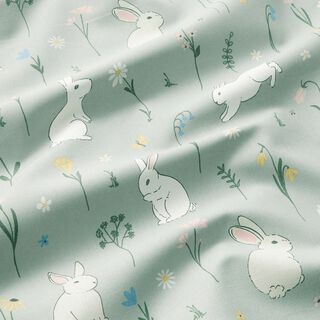 Tissu de décoration Semi-panama Petits lapins – menthe clair, 