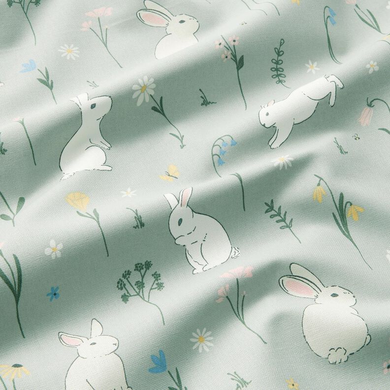 Tissu de décoration Semi-panama Petits lapins – menthe clair, image number 2