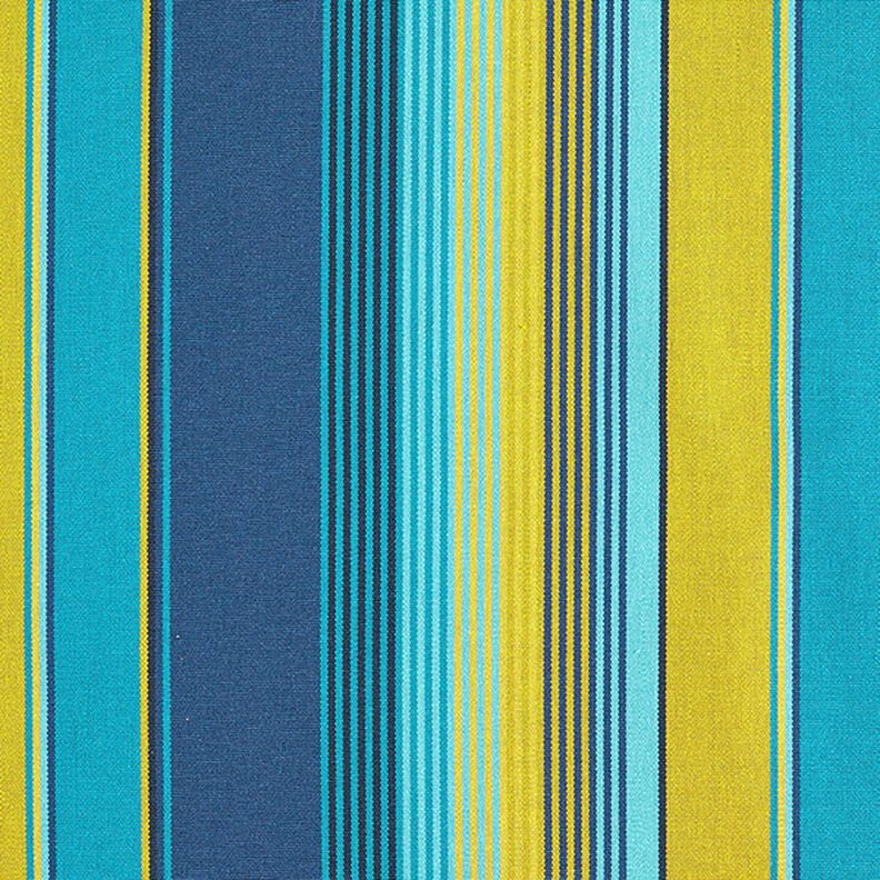 Tissu d’extérieur Canvas Rayures – bleu/moutarde,  image number 1