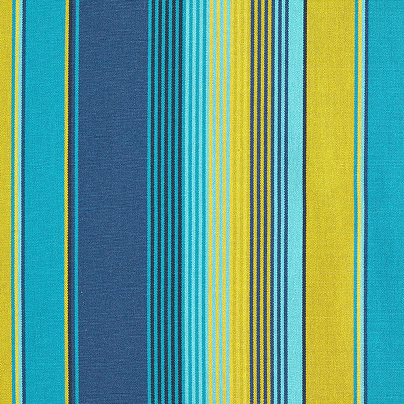 Tissu d’extérieur Canvas Rayures – bleu/moutarde,  image number 1