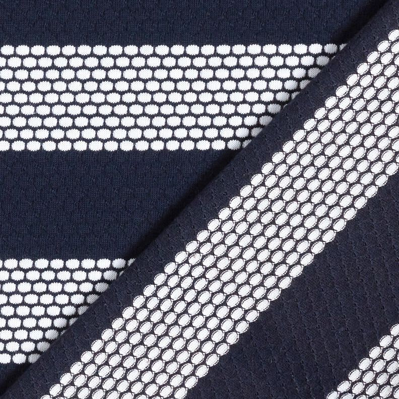 Jersey coton Rayures en pointillés – bleu marine/blanc,  image number 4