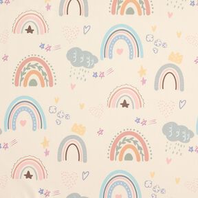 Tissu pour veste de pluie Arcs-en-ciel colorés Impression numérique – crème, 