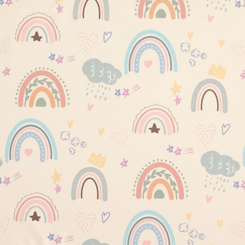 Tissu pour veste de pluie Arcs-en-ciel colorés Impression numérique – crème,  image number 1