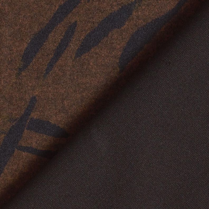 Jersey romanite tissu gratté avec rayures abstraites – marron noir,  image number 4