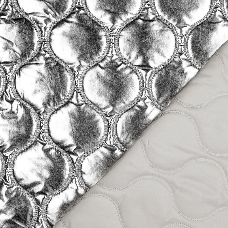 Tissu matelassé Lignes sinueuses – argent métallisé, image number 4