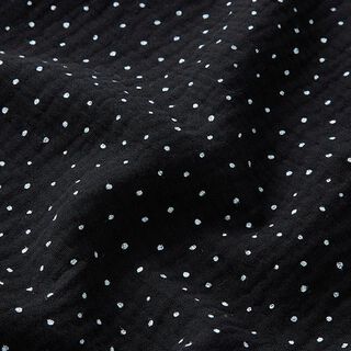 Tissu double gaze de coton Petits points – noir/blanc, 
