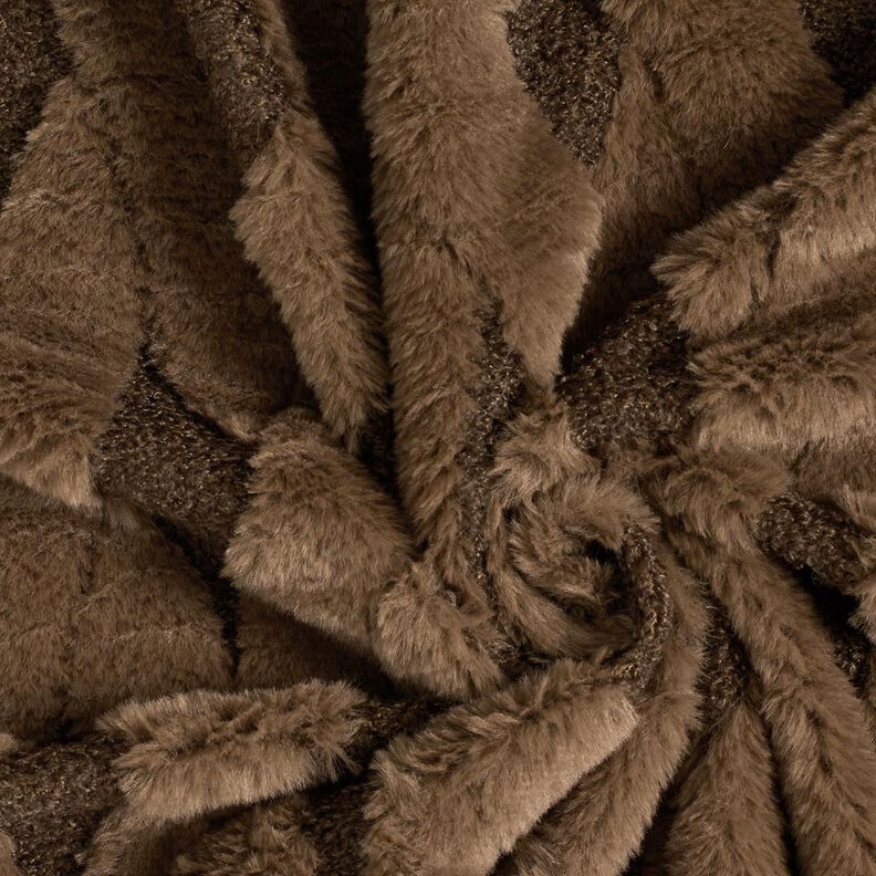 Fourrure synthétique Tissu bouclé Losanges – marron foncé, image number 3