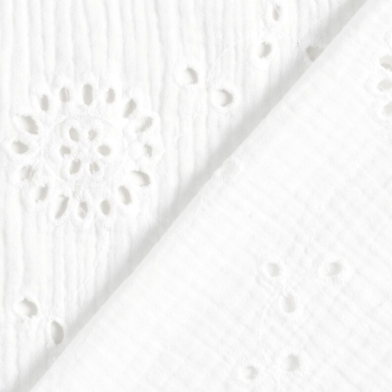 Tissu double gaze de coton Dentelle brodée Fleurs – blanc,  image number 4