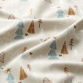 Tissu en coton Popeline Sapins minimalistes – taupe clair, 