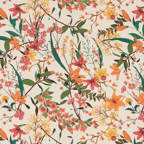 Tissu de décoration Semi-panama florale – abricot/nature, 