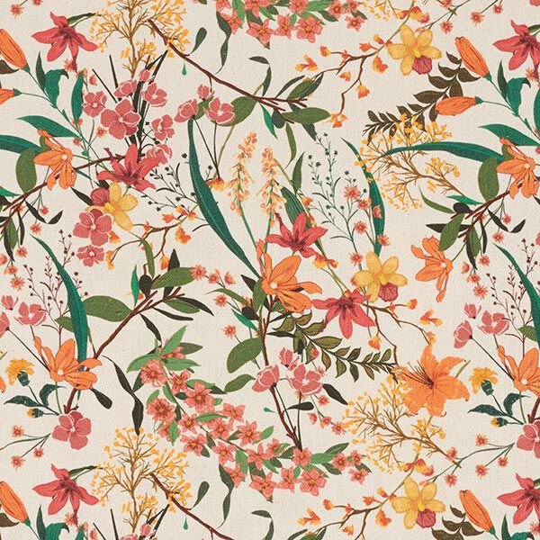 Tissu de décoration Semi-panama florale – abricot/nature,  image number 1
