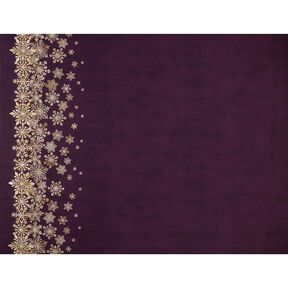 French Terry Sweat d’été Fleurs de givre Tissu bordure | Glitzerpüppi – aubergine/or ancien, 