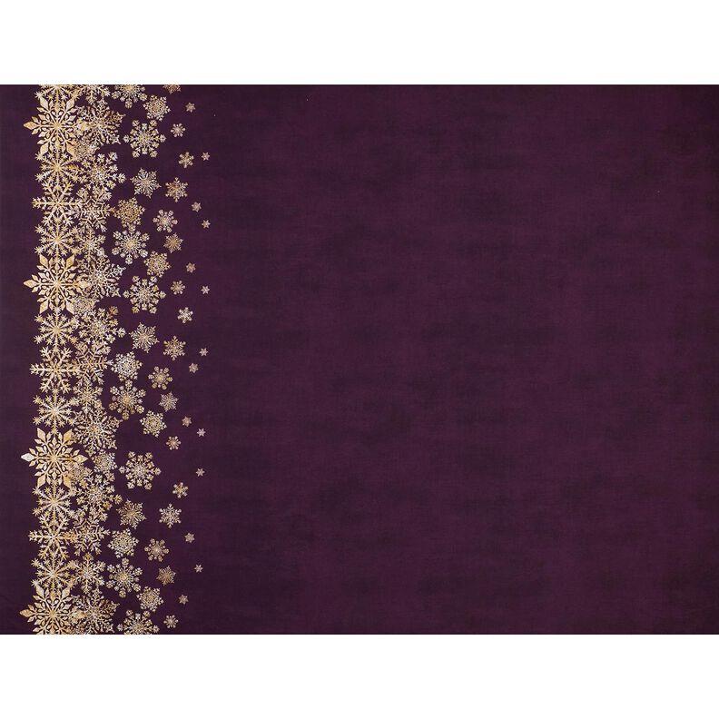 French Terry Sweat d’été Fleurs de givre Tissu bordure | Glitzerpüppi – aubergine/or ancien, image number 1