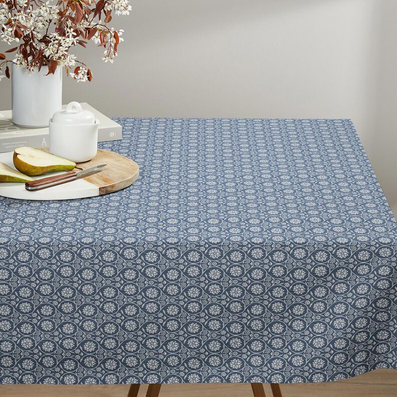 Tissu en coton Cretonne Fleurs et rameaux – gris bleu/blanc,  image number 8