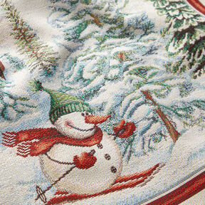 panneau décoratif Gobelin Bonhomme de neige – carmin/beige clair, 