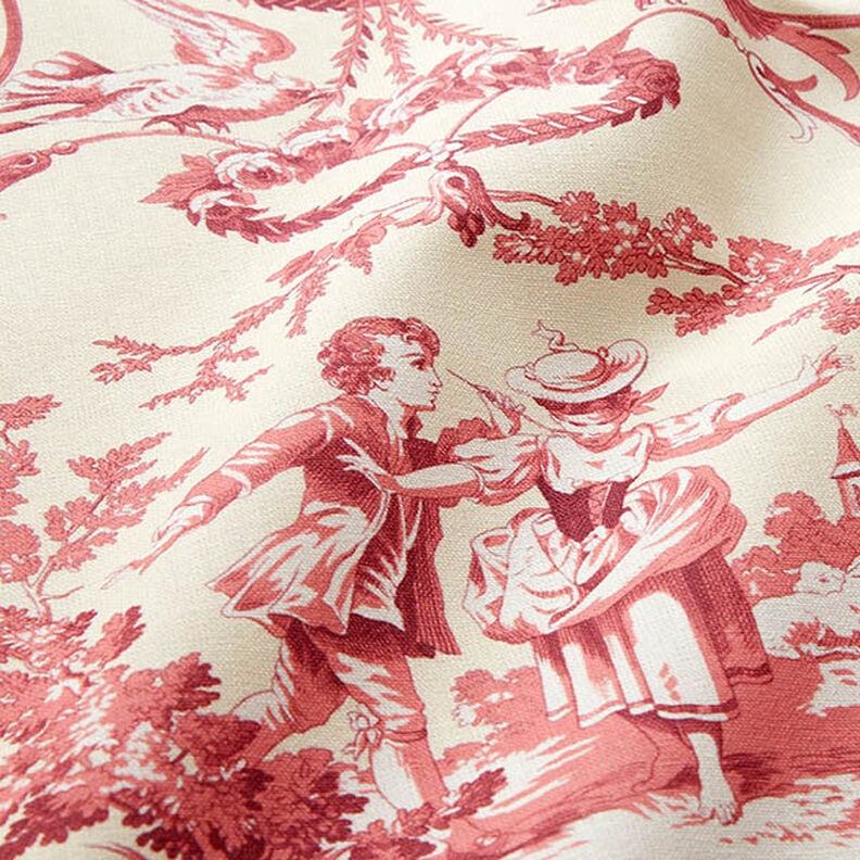 Tissu de décoration Canvas Couple romantique 280 cm – rouge bordeaux/crème,  image number 2