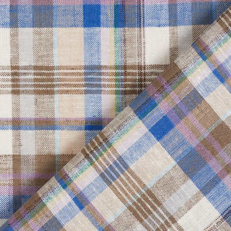Lin et viscose mélangés Carreaux – olive, image number 5