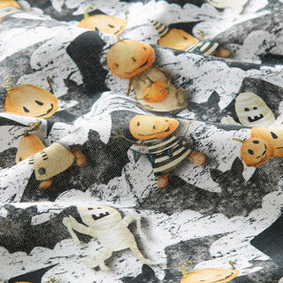 Tissu en coton Popeline Chauve-souris et momie – blanc/noir, 