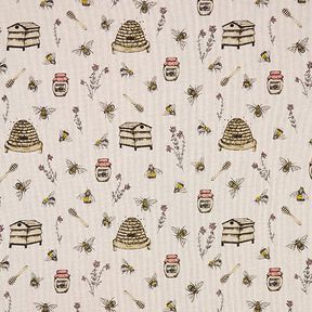 Tissu de décoration Semi-panama Abeilles et miel – nature, 