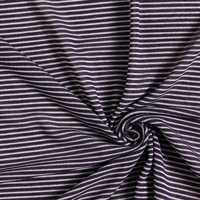 Tricot fin rayures étroites – prune/blanc,  image number 3