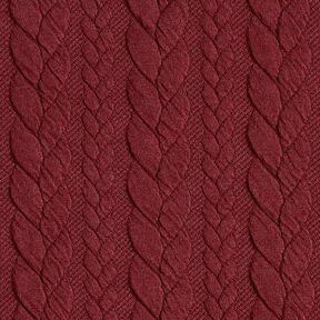 Jersey jacquard Cloqué Torsades – rouge bordeaux, 