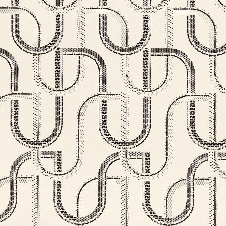 Tissu de décoration Semi-panama Lignes artistiques – nature/noir, image number 1