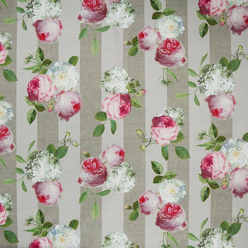 Tissu d’extérieur Canvas Hortensias & Roses – sable,  image number 1