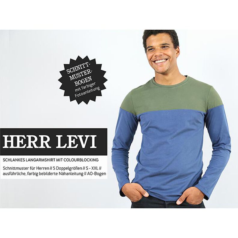 Chemise à manches longues en color block HERR LEVI | Patron prêt à découper | S-XXL,  image number 1