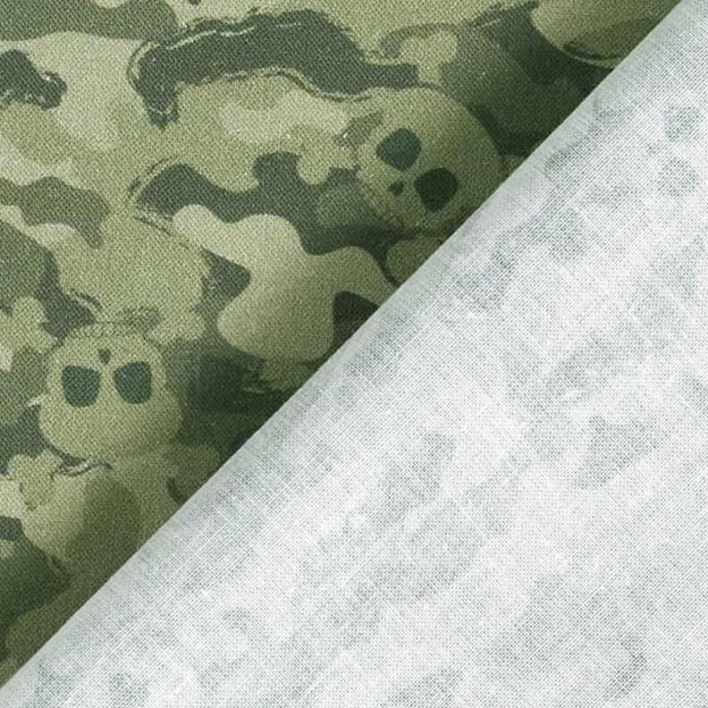Popeline de coton bio Têtes de mort camouflage – pistache,  image number 4