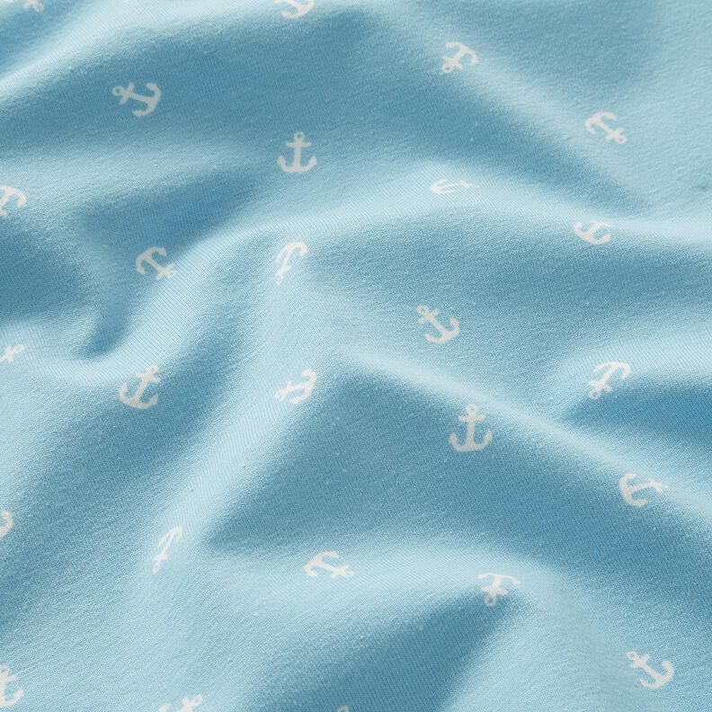 Jersey coton Petite ancre Impression numérique – bleu clair, image number 2