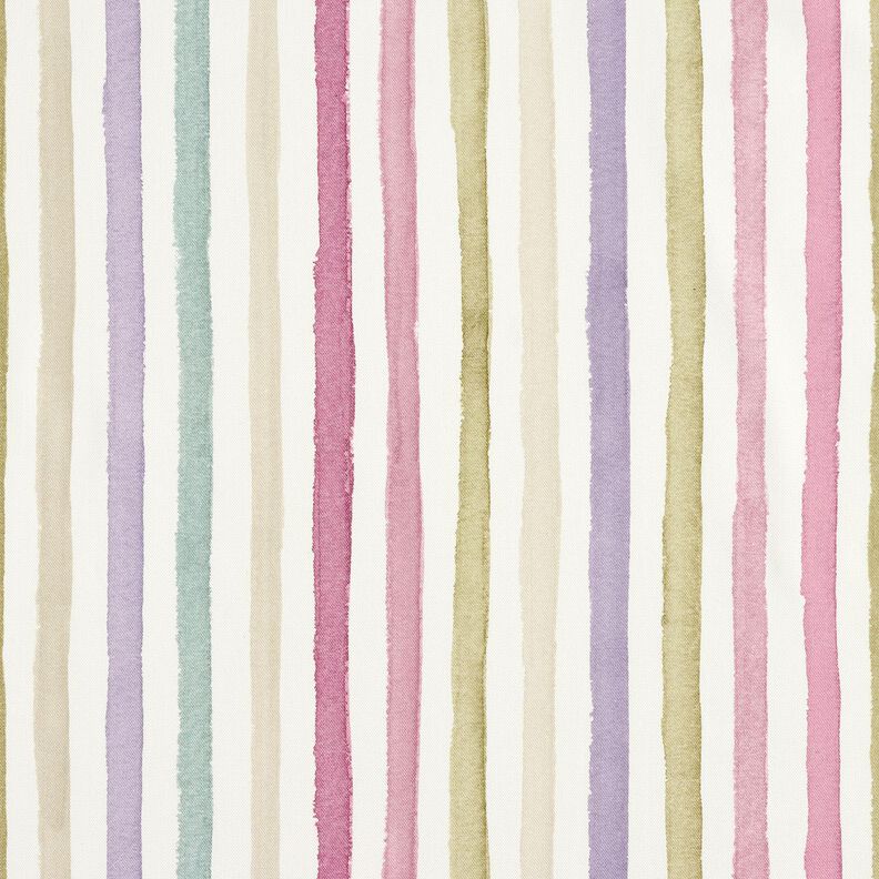 Tissu de décoration Semi-panama Rayures aquarelles – ivoire/eucalyptus,  image number 1