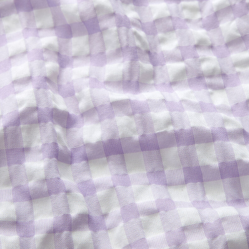 Seersucker à gros carreaux vichy – blanc/lilas pastel,  image number 2