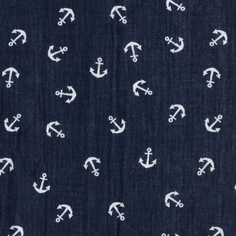 Tissu double gaze de coton Ancre – bleu marine/blanc,  image number 1