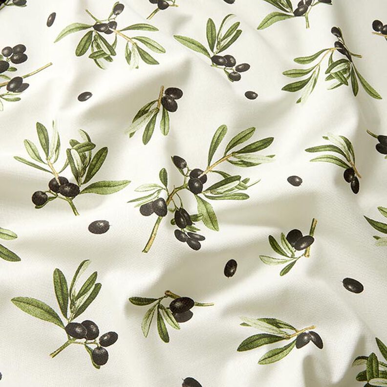 Tissu de décoration Semi-panama Olives – écru/olive foncé,  image number 2