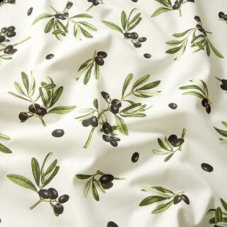 Tissu de décoration Semi-panama Olives – écru/olive foncé, 