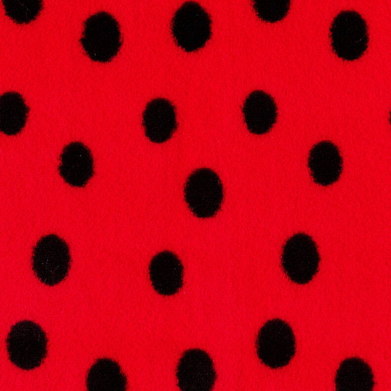 Fourrure synthétique pois de coccinelle – rouge/noir,  image number 1