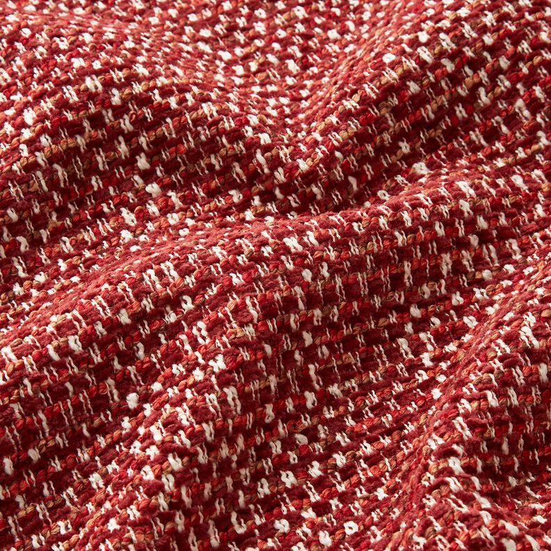 Tissu de revêtement tissu aspect bouclé coloré – rouge bordeaux/crème, image number 2