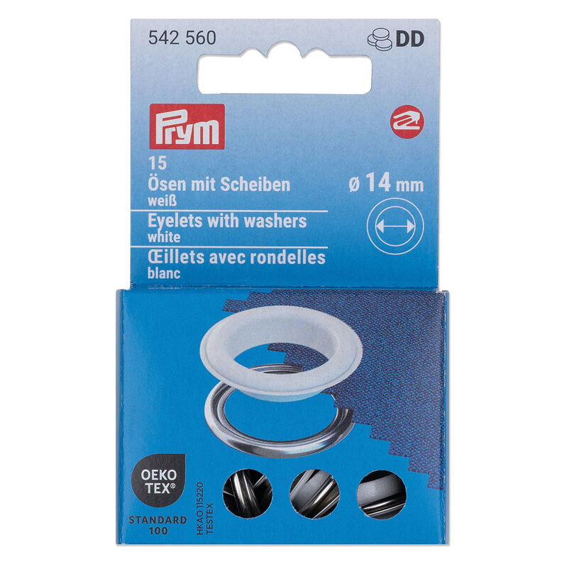 Œillets avec rondelles [15 unités | Ø 14 mm] | Prym – blanc/argent métallisé,  image number 1