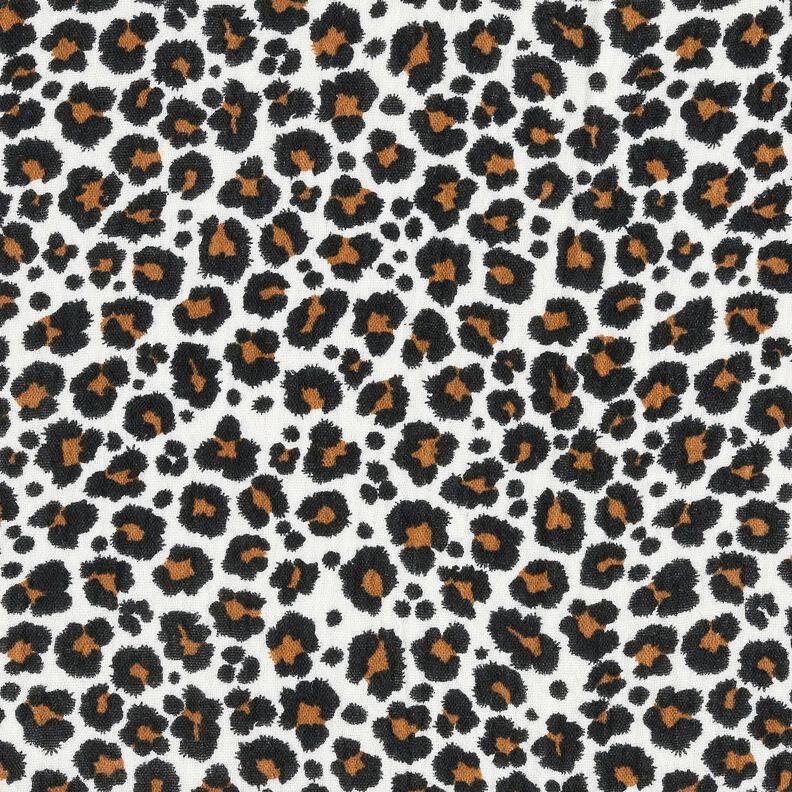 Tissu double gaze de coton Imprimé léopard – blanc/noir, image number 1